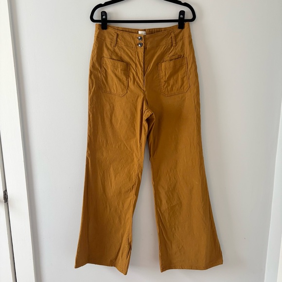 Maeve The Junie High-Rise Flare Pants Magic Fabric Stretch Bronze Anthropologie - Picture 2 of 6